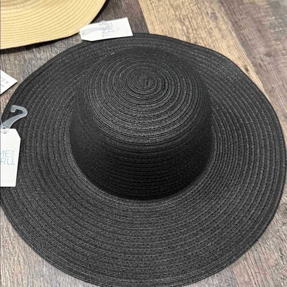 3 Stylish Wide Brim Hats in Black, White, and Tan